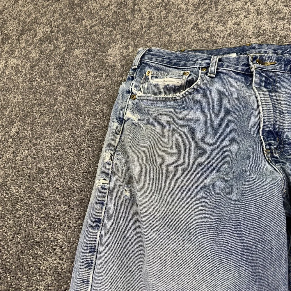 Carhartt B17 DST Jeans Mens 36x30 Blue Relaxed Straight Denim Distressed Work